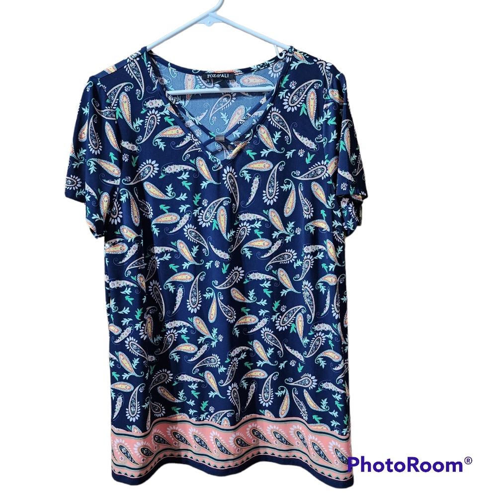 Women's blouse Roz & Ali blue and pink size XL